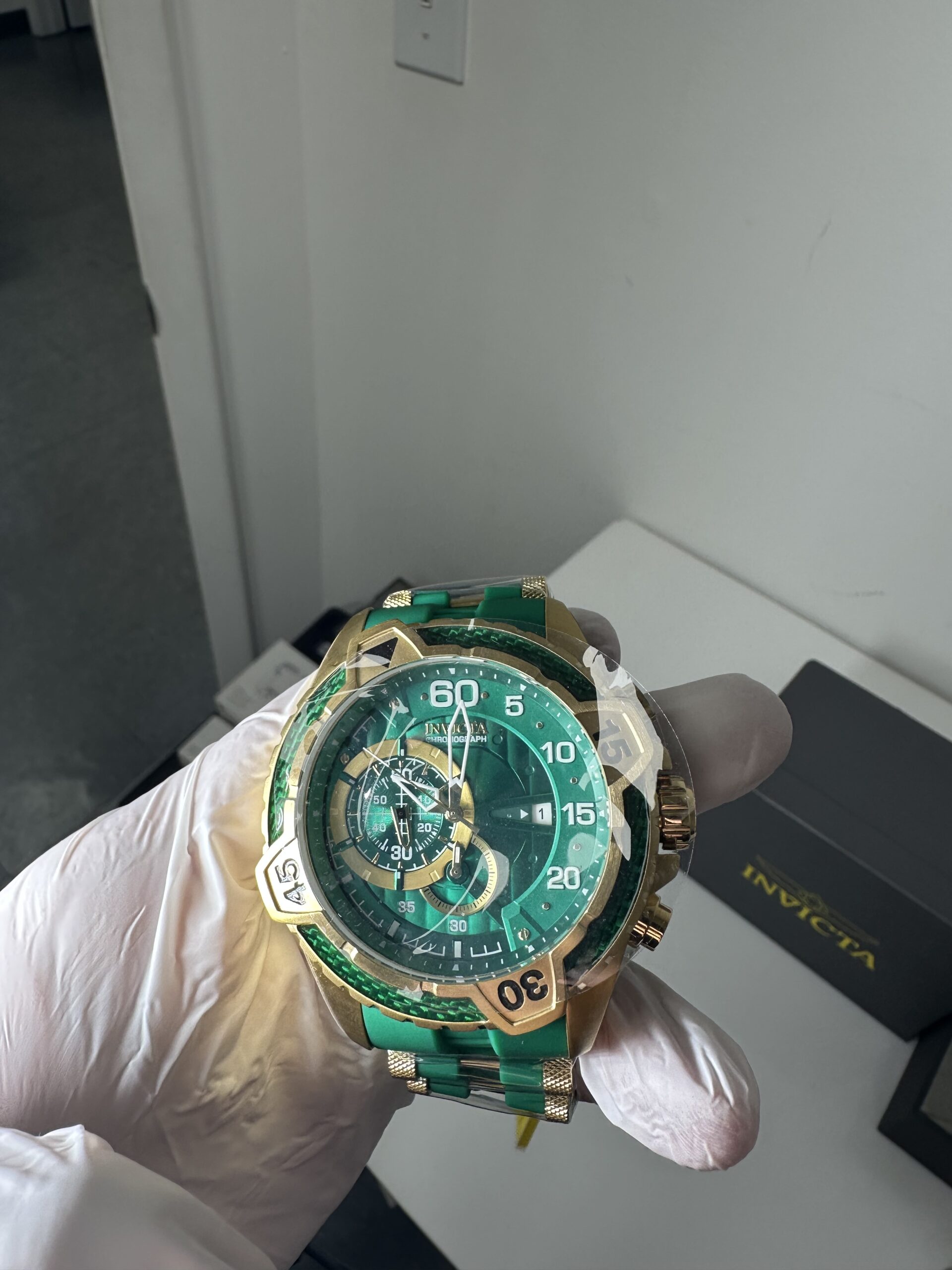 Invicta- Aviator Model: 36428 - Men's Watch - 54mm, Green and Gold ...