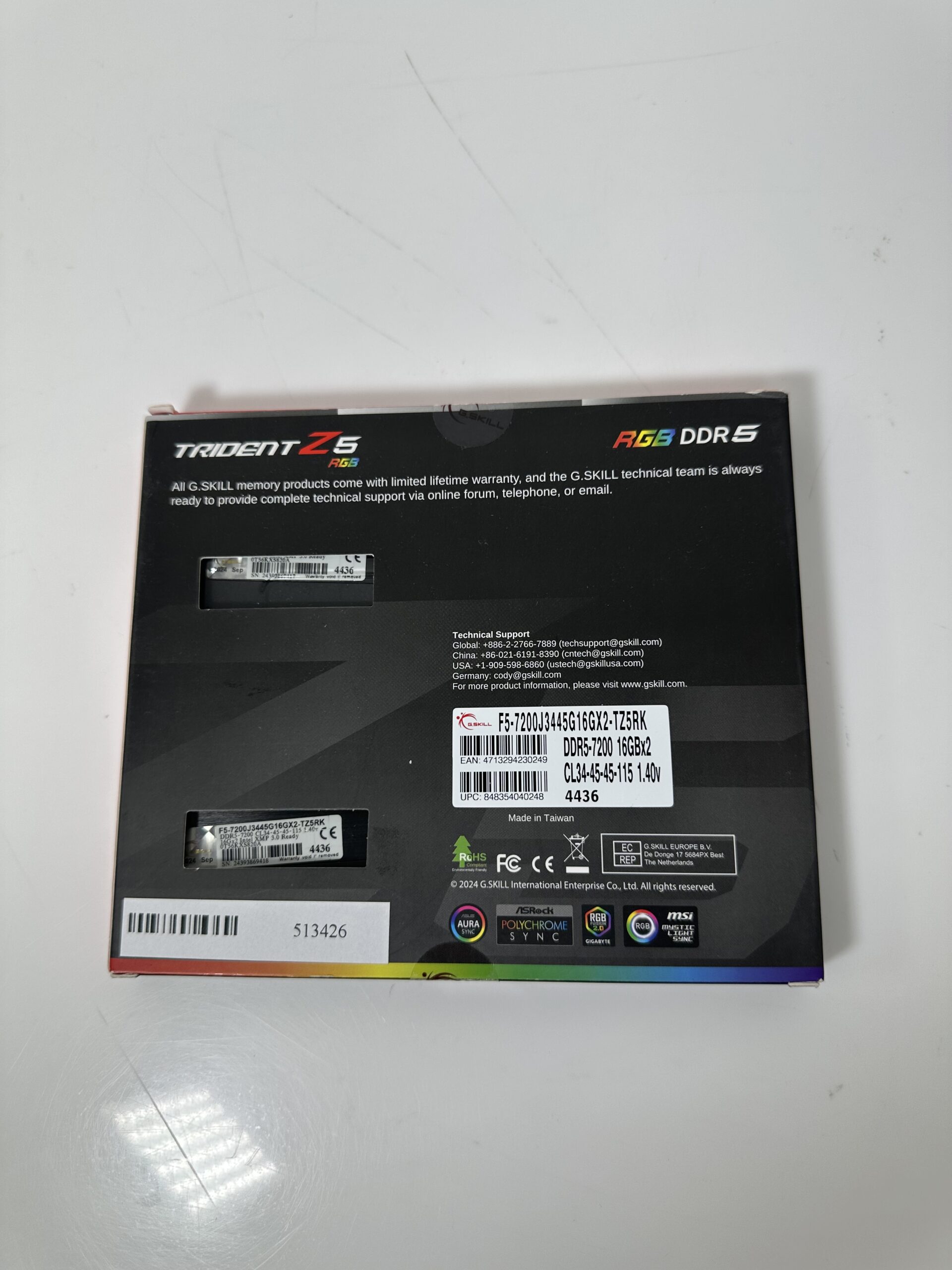 G.Skill - RGB DDR5 - Trident Z5 - 32GB - Produto Novo (Lacrado)